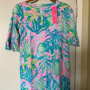 NWT Lilly Pulitzer Girls UPF 50+ Mini Sophie Ruffle Dress Hip Nautic Size Large